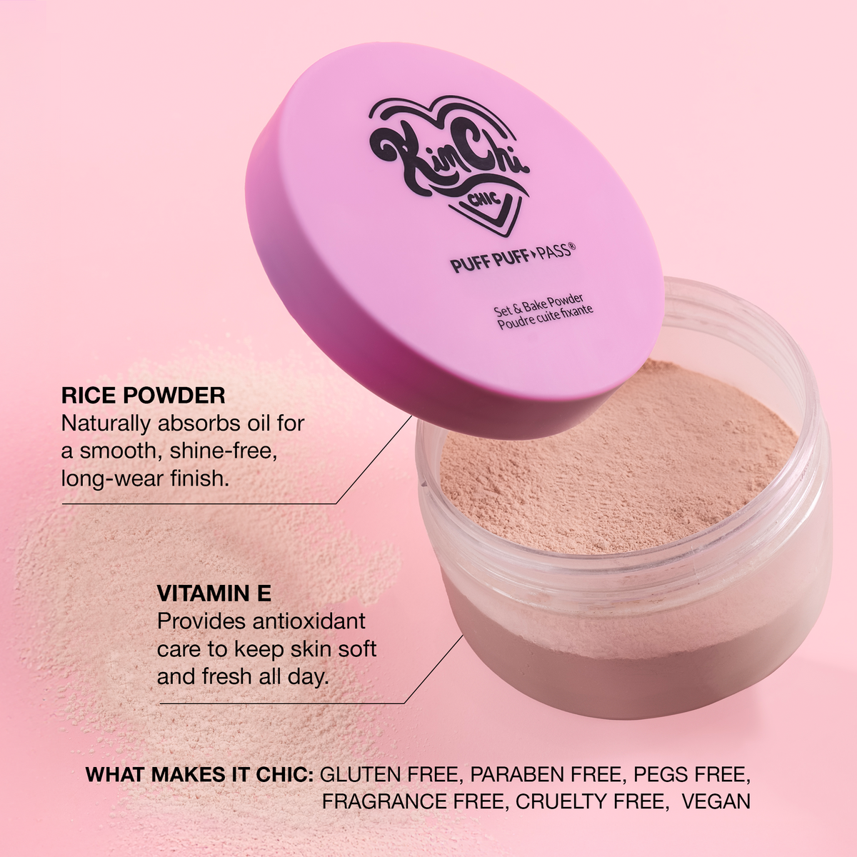 KimChiChic Beauty KimChiChic Beauty Puff Puff Pass Set and Bake Loose Setting Powder for Makeup, Matte Face Powder
